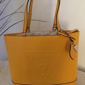 New Guess Logo Signature Purse Hand Bag mustard